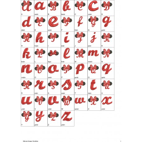 Alfabeto Minnie Mouse 02 Completo (A-Z) Letras Maiúsculas e Minúsculas