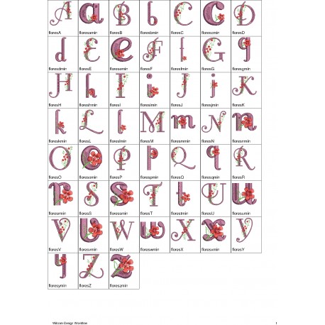 Alfabeto Flores 08 Completo (A-Z) Letras Maiúsculas e Minúsculas