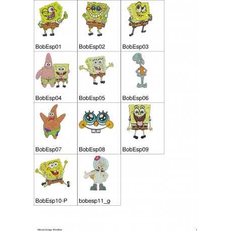 Pacote de Bordados Bob Esponja