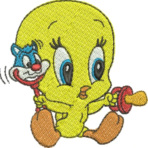 Visualização da Matriz de Bordado Piu piu Baby Tunes 32 - Três Tamanhos