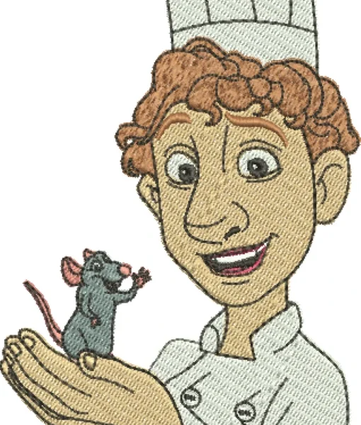 Visualização da Matriz de Bordado Ratatouille 07 - Três Tamanhos