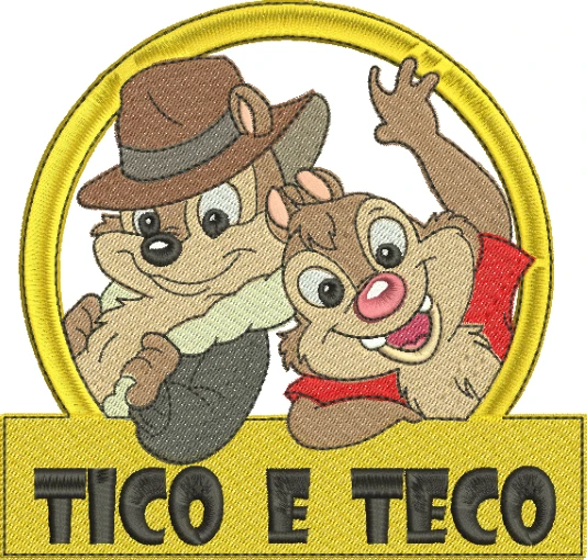 Visualização da Matriz de Bordado Tico e Teco 05 - Três Tamanhos
