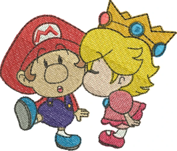 Visualização da matriz de bordado Super Mario Baby e Princesa Peach Baby