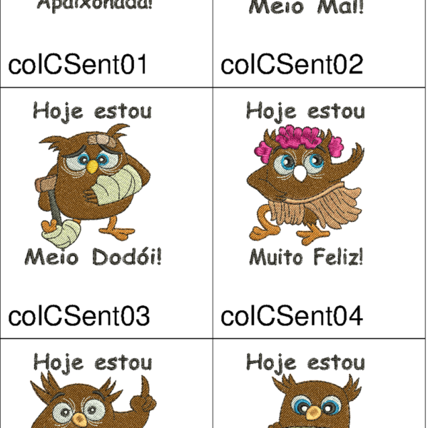 Pacote de Bordados Corujinhas Sentimentos