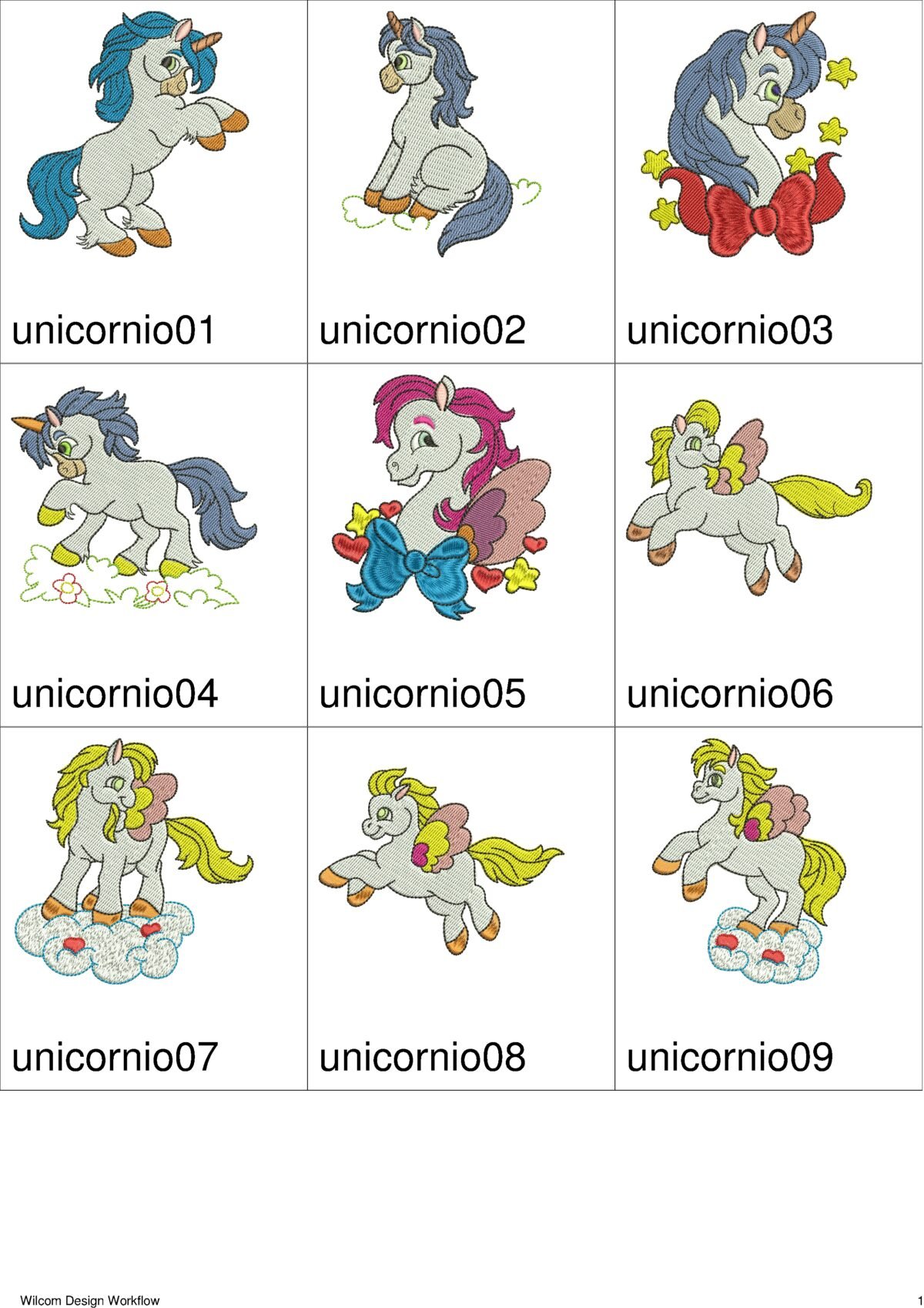 Pacote de bordados Unicórnios
