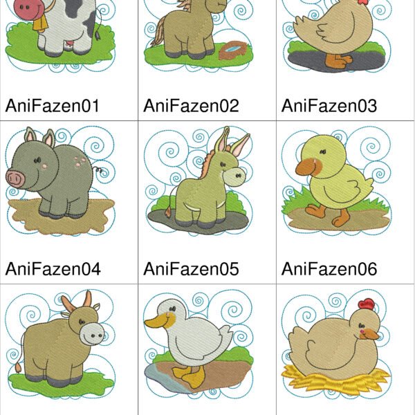 Pacote de Bordados Animais de Fazenda