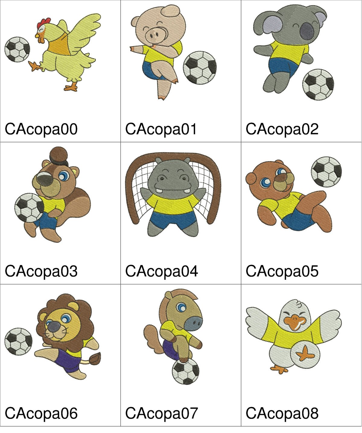 Pacote de Bordados Animais Jogadores