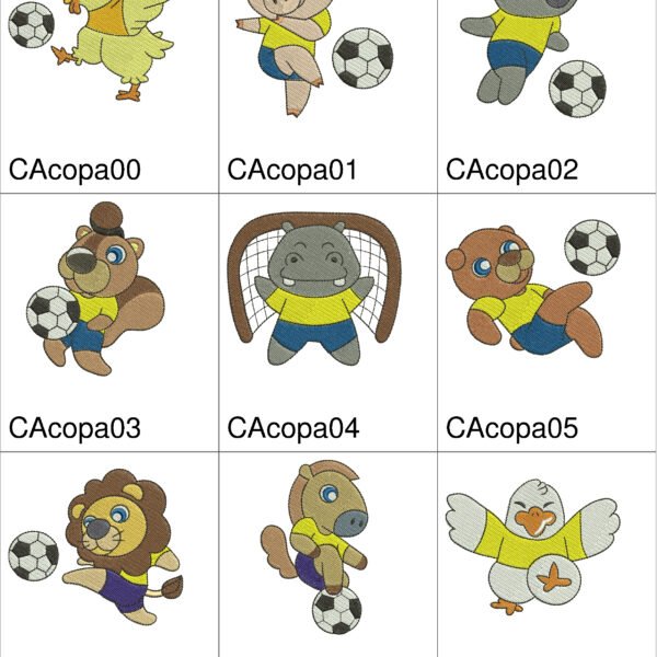 Pacote de Bordados Animais Jogadores