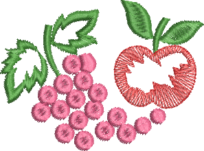 matriz de bordado Uvas Rosadas e Maçã