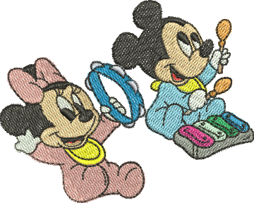 matriz de bordado Mickey e Minnie bebê 10