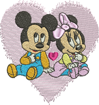 matriz de bordado Mickey e Minnie bebê 12