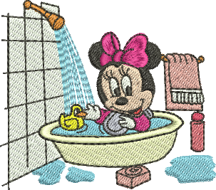 matriz de bordado Minnie no banho 130