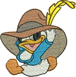 matriz de bordado Pato Donald de chapéu 132