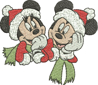 matriz de bordado Mickey e Minnie de natal 144