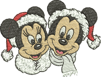 matriz de bordado Mickey e Minnie de natal 166