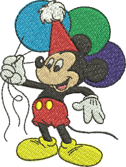 matriz de bordado Mickey com balões de festa 261