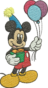 matriz de bordado Mickey com balões de festa 262
