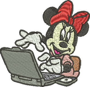 matriz de bordado Minnie com computador 288