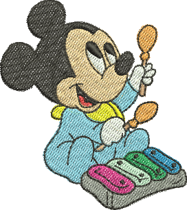 Matriz de Bordado Mickey bebê tocando 74