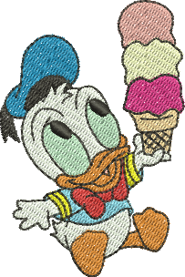 Matriz de Bordado Pato Donald bebê com sorvete 79