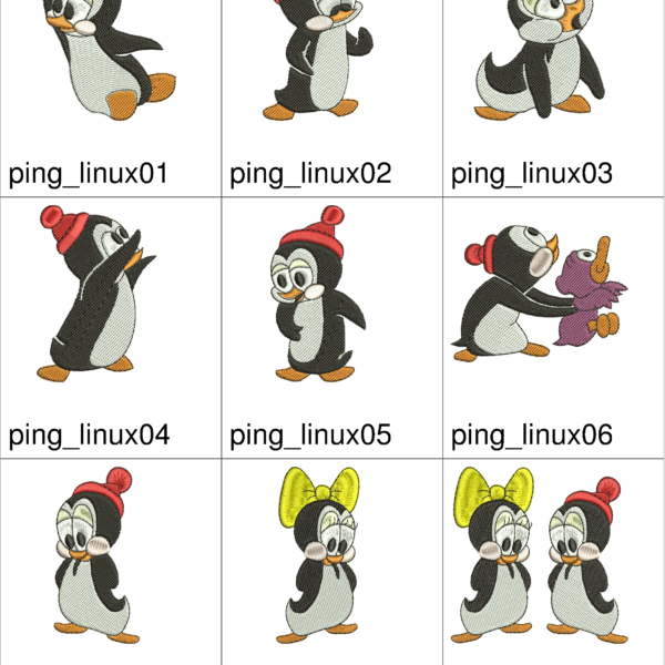 Pacote de Bordados Pinguins Linux