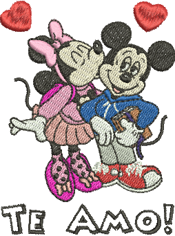 Matriz de Bordado Mickey e Minnie Namorados 38 – Três Tamanhos