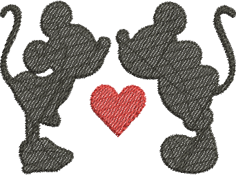 Matriz de Bordado Mickey e Minnie Namorados 39 – Três Tamanhos