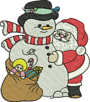 matriz de bordado Papai Noel e Boneco de Neve