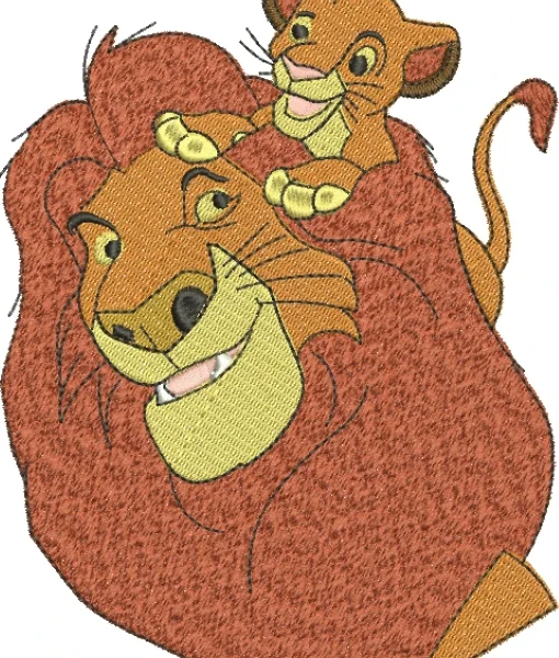 Visualização da Matriz de Bordado Simba e Mufasa 01 – Três Tamanho