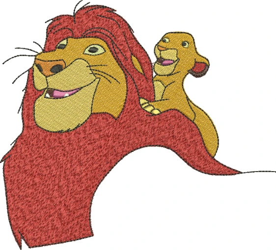 Visualização da Matriz de Bordado Simba e Mufasa 03 – Três Tamanhos