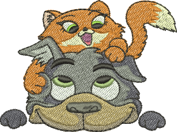 Matriz de Bordado Cachorrinho e Gatinho