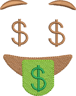 Matriz de Bordado Emoji com Dinheiro na Boca