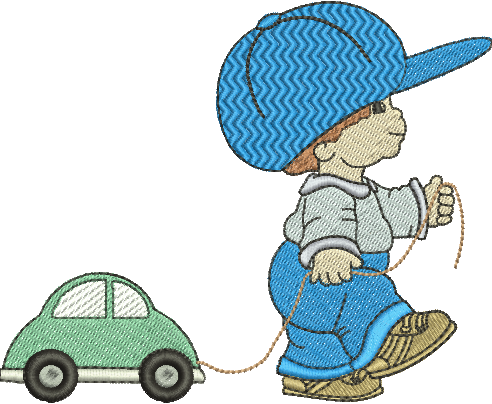 Matriz de Bordado Menino com Carrinho 01