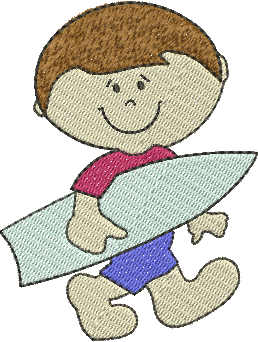 Matriz de Bordado Menino com Prancha de Surf
