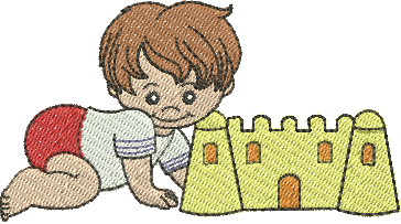 Matriz de Bordado Bebê com Castelinho de Areia