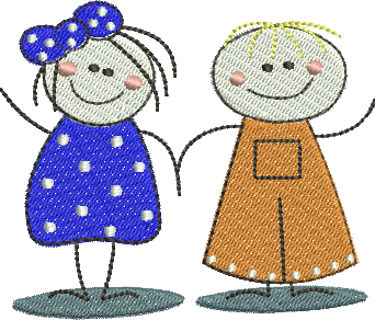 Matriz de Bordado Menino e Menina Brincando 02