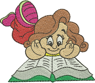 Matriz de Bordado Menina Lendo