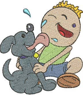 Matriz de Bordado Menino com Cachorrinho 01