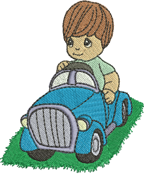 matriz de bordado Menino com Carrinho 02