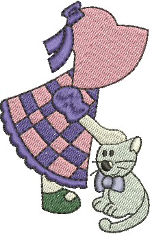 matriz de bordado Menina com Gatinho