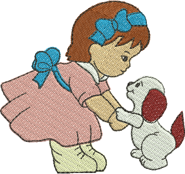 matriz de bordado Menina com Cachorrinho 01