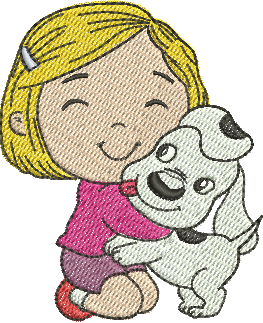 matriz de bordado Menina com Cachorrinho 02