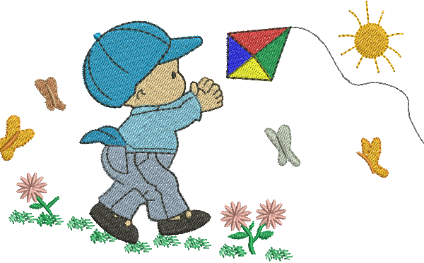matriz de bordado Menino com Pipa 03 - Dois Tamanhos