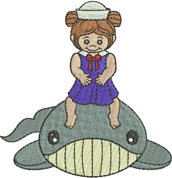 matriz de bordado Menina com Baleia