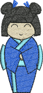 matriz de bordado Boneca Japonêsa Kokeshi 01
