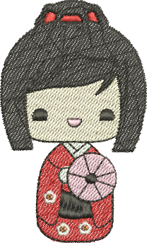matriz de bordado Boneca Japonêsa Kokeshi 04