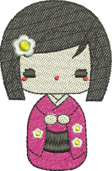 matriz de bordado Boneca Japonêsa Kokeshi 05