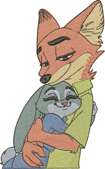 Matriz de Bordado Zootopia 03 - Judy Hopps e Nick Wilde - Três Tamanhos