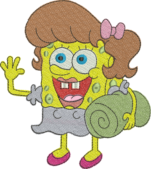 Matriz de Bordado Bob Esponja Feminino 22 - Três Tamanhos