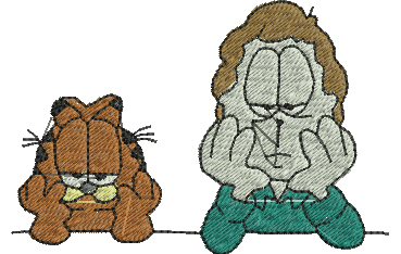 Matriz de bordado Garfield e Jon Arbuckle 34